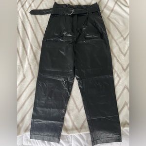 Loved, Dynamite Women’s Faux Black Leather Trousers with Belt Detail size 4